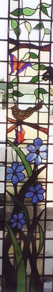 stained glass sidelite window blue flowers malaysia